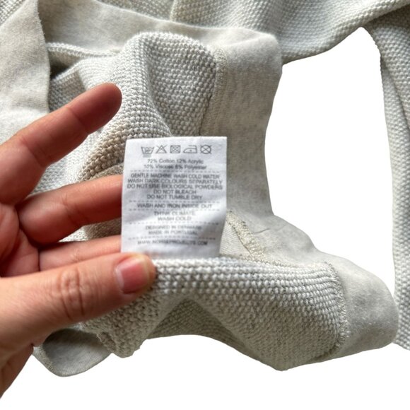 Norse Projects Mens LARGE Ketel Textured Cotton Blend Light Gray Crew Pullover - Picture 9 of 9